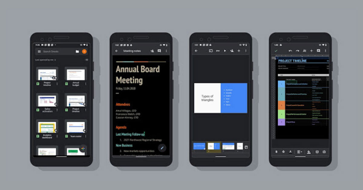 Google Docs, Sheets, and Slides වලටත් දැන් Dark Mode