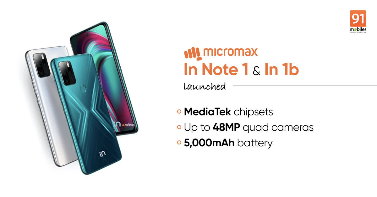 Micromax සමාගම විසින් IN Note 1 සහ IN 1B නමින් ජංගම දුරකතන දෙකක් එලිදැක්වීමට දීමට කටයුතු කරයි
