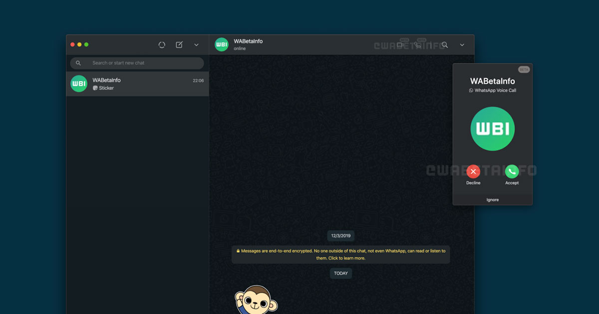 WhatsApp විසින් තම web beta සහ PC beta පරිශීලකයන්ට Audio සහ Video calls පහසුකම පරීක්ෂා කිරීම සඳහා ලබා දීමට කටයුතු කරයි