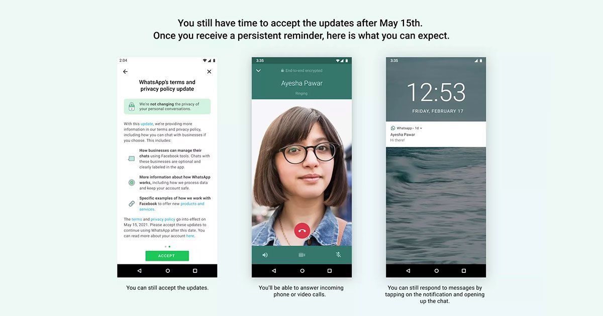නව privacy policy එකට එකඟ නොවන්නන්ගේ WhatsApp ගිණුම් මැයි 15න් පසු සීමාවන් යටතේ භාවිතාවට ඉඩ, WhatsApp ප්රකාශ කරයි