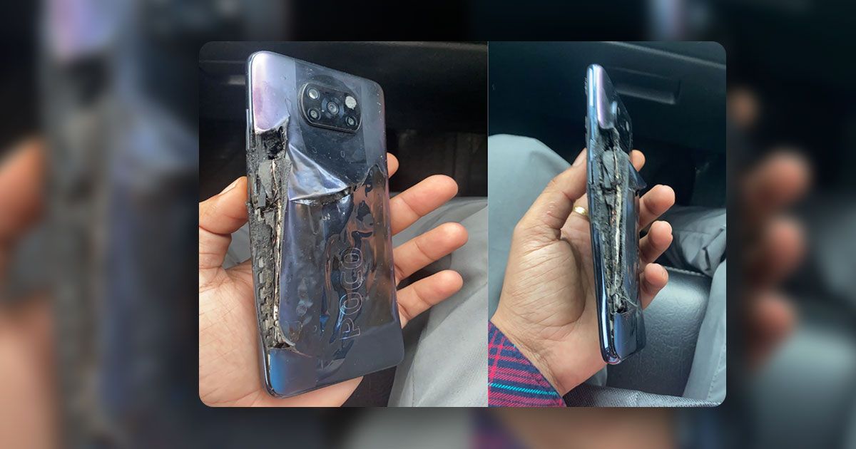 Charge කිරීම සඳහා යොදා තිබූ Poco X3 Pro මාදිලියේ ජංගම දුරකතනයක් පුපුරා යයි
