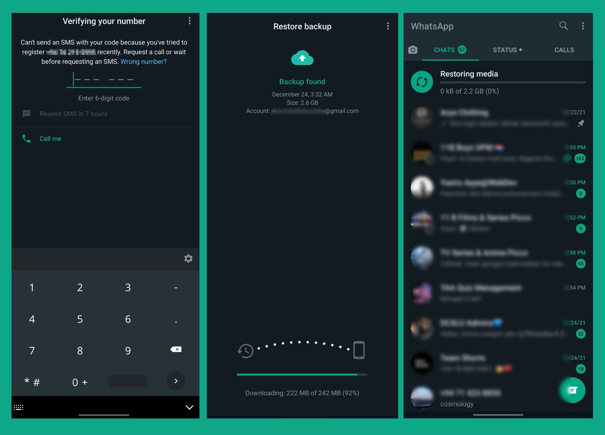 First steps of restoring WhatsApp chats without media files.