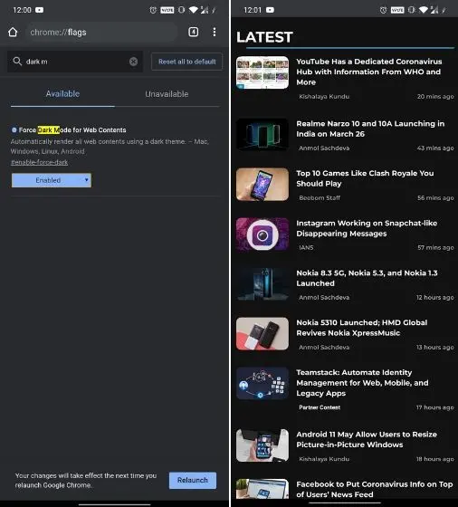 Dark Mode Chrome Flag