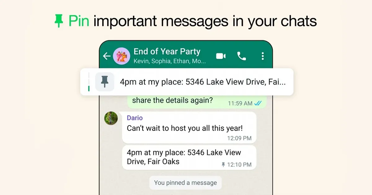 පණිවිඩ 03ක් දක්වා Pin කිරීමේ හැකියාව WhatsApp වෙ​ත ලබා දේ